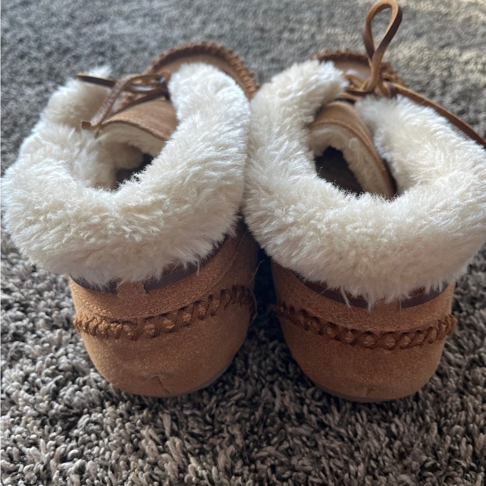MINNETONKA Moccasin Slipper Booties Leather/ Faux Fur Lining Women’s Size 8 - Picture 12 of 12